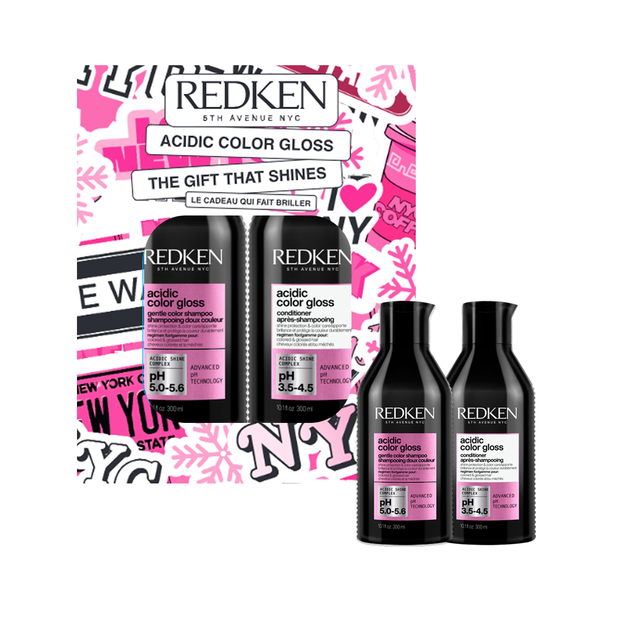 Duo Protection Couleur Redken Acidic Color Gloss - Shampoing + Après-Shampoing (300 ml + 300 ml)
