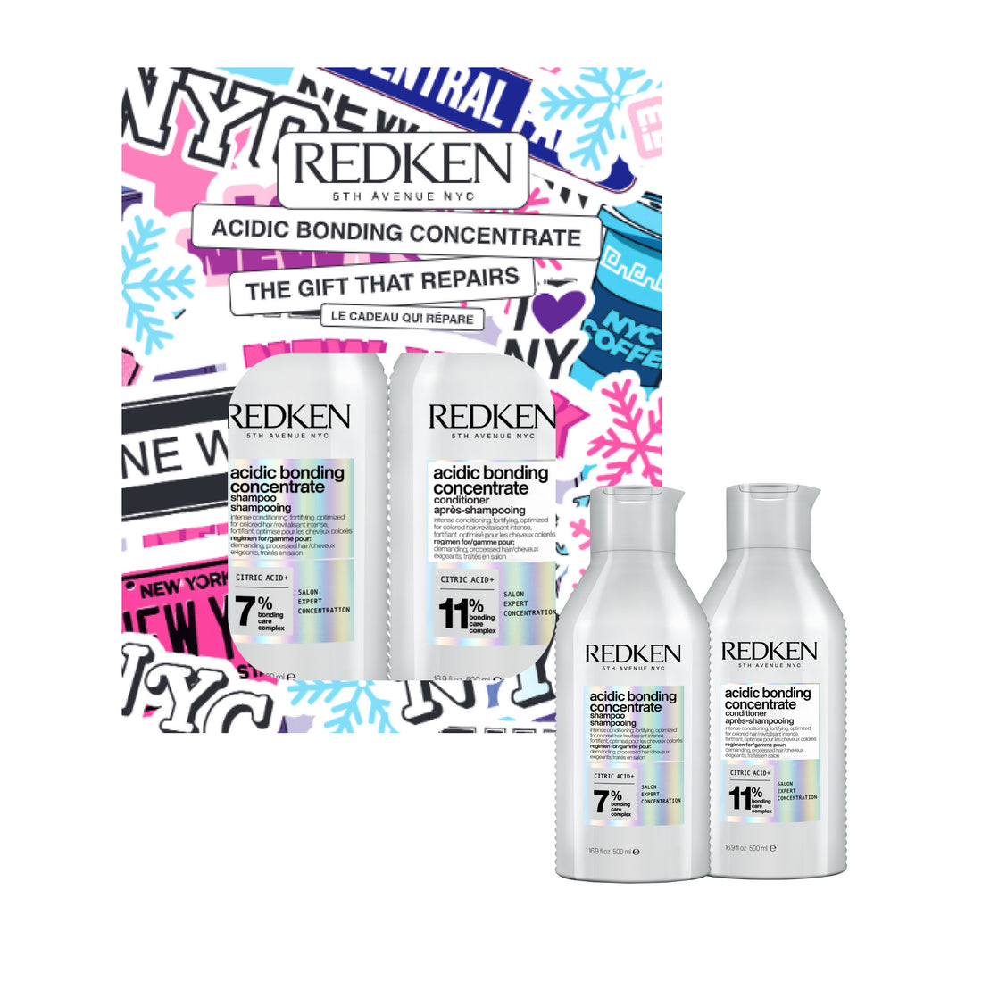 Duo Réparation Intense Redken Acidic Bonding Concentrate - Shampoing + Après-Shampoing (300ml + 300ml)