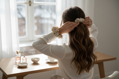 Chouchou large en soie 100 % naturelle